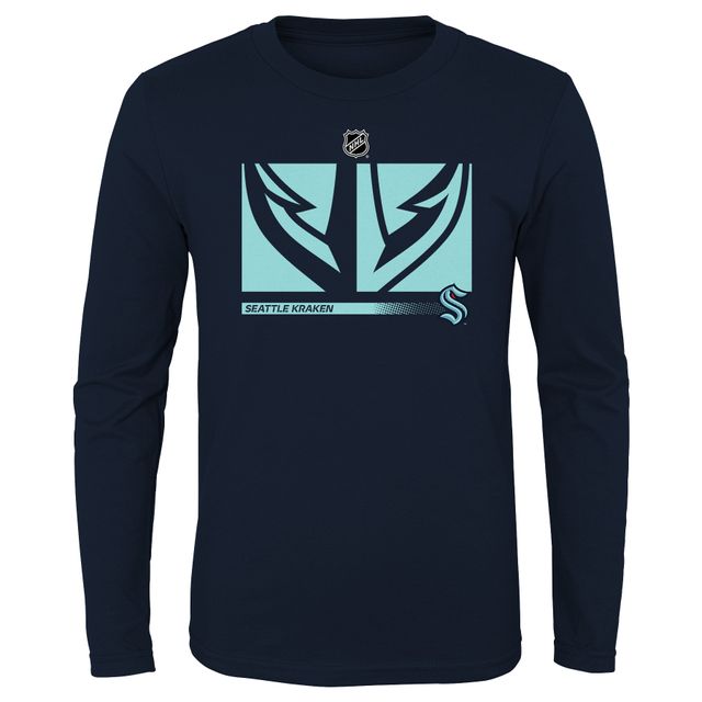 T-shirt bleu marine à manches longues avec logo secondaire Seattle Kraken Authentic Pro pour jeunes