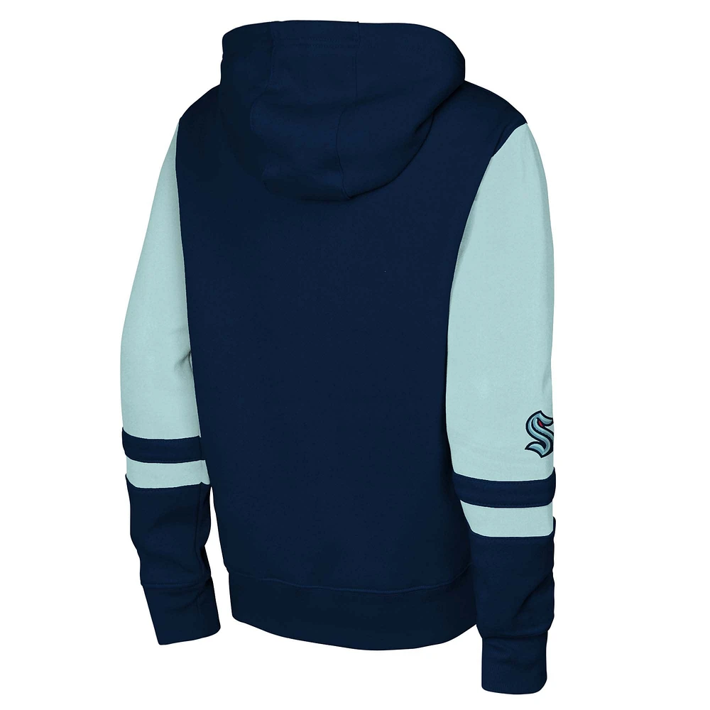 Youth Navy Seattle Kraken Face Off Full-Zip Hoodie