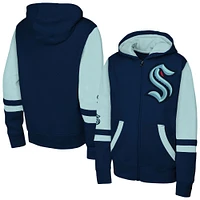 Youth Navy Seattle Kraken Face Off Full-Zip Hoodie