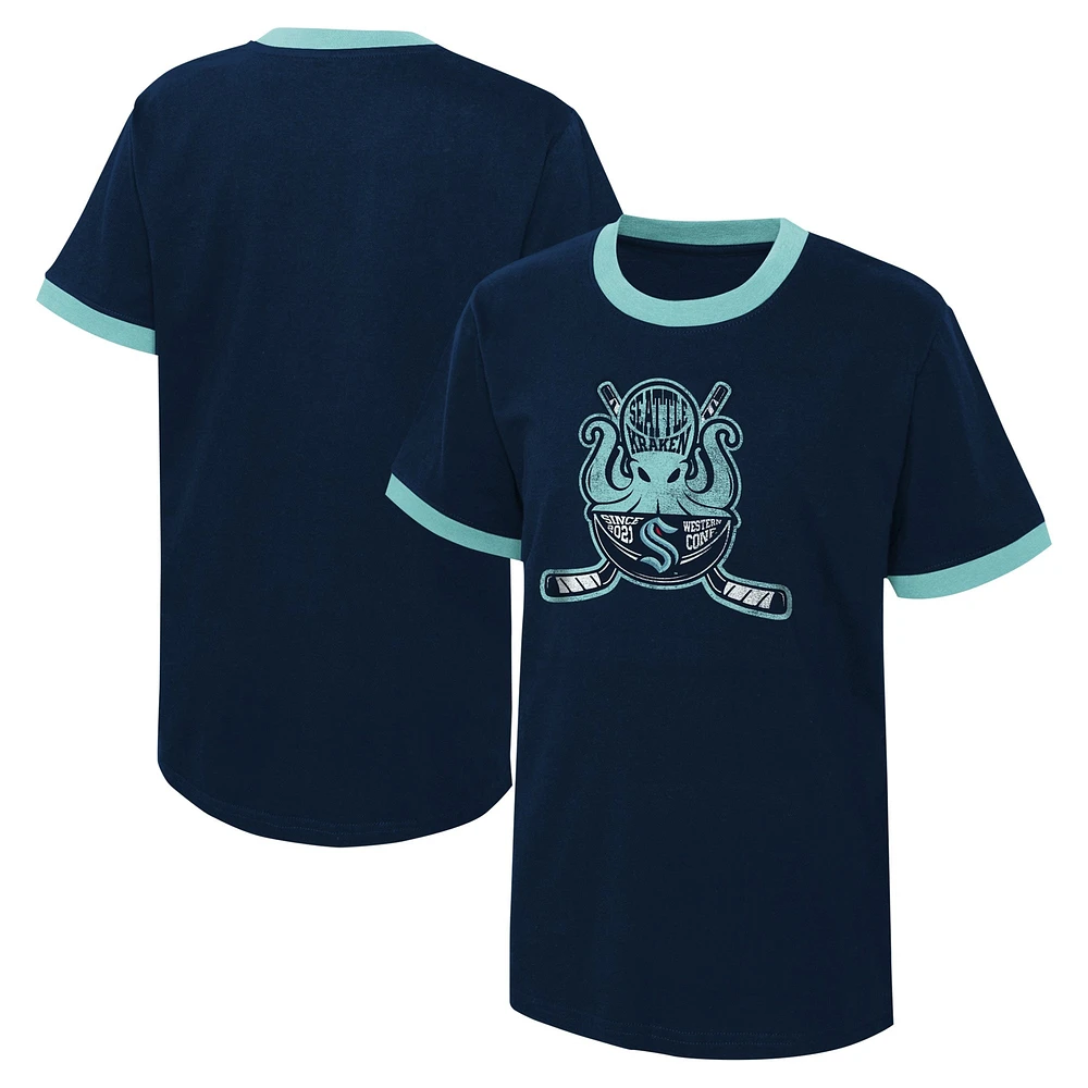 T-shirt bleu marine Seattle Kraken Ice City pour jeunes