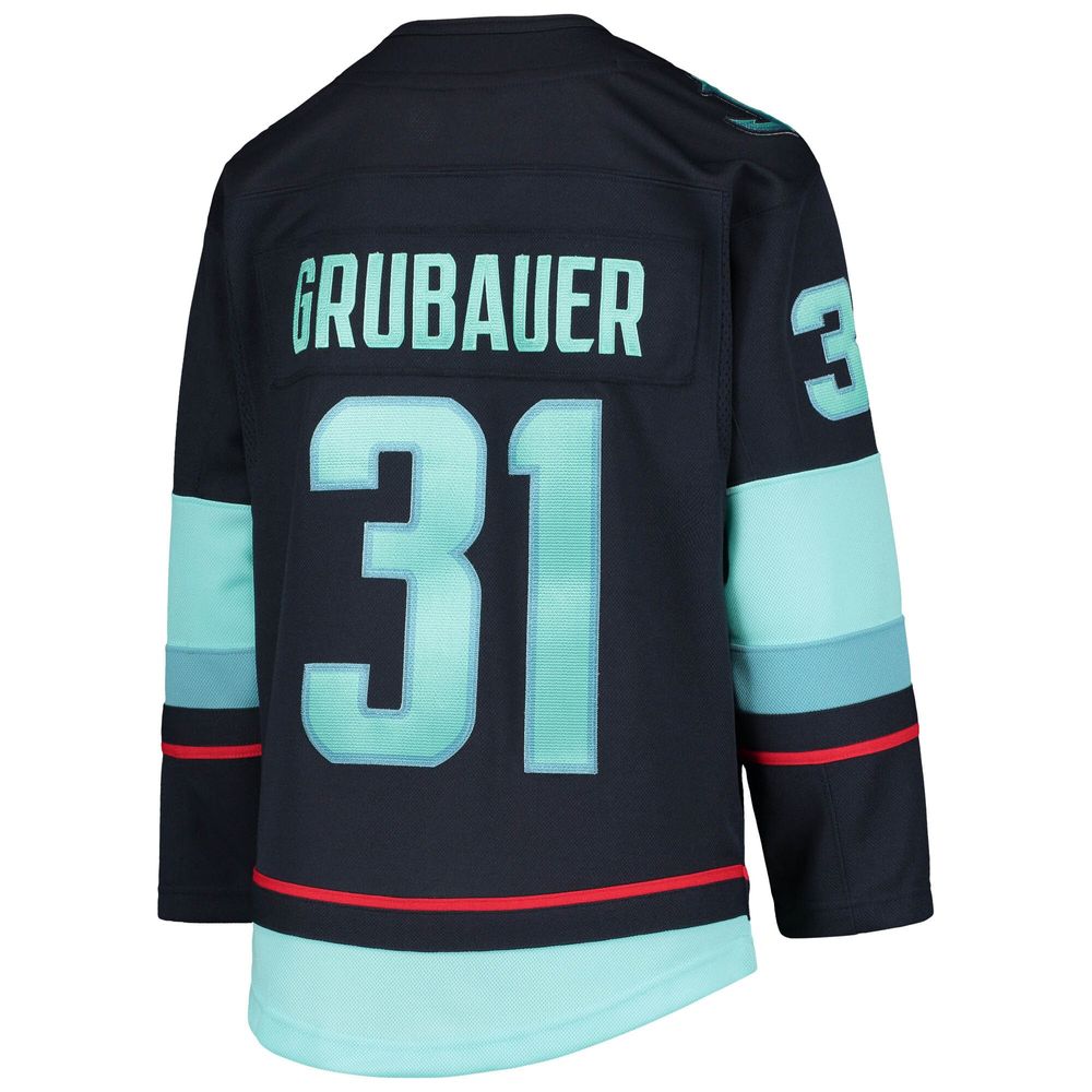 Youth Philipp Grubauer Deep Sea Blue Seattle Kraken Home Premier Player