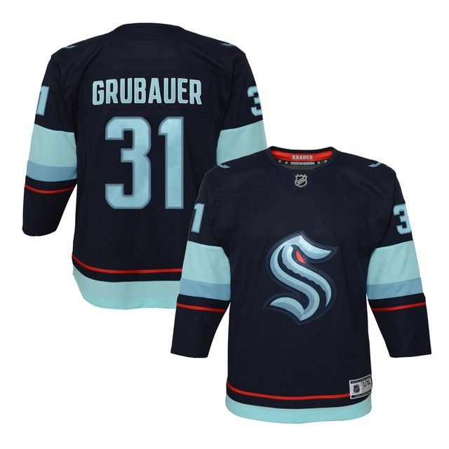 Jeune Philipp Grubauer Deep Sea Blue Seattle Kraken Home Premier Player - Maillot