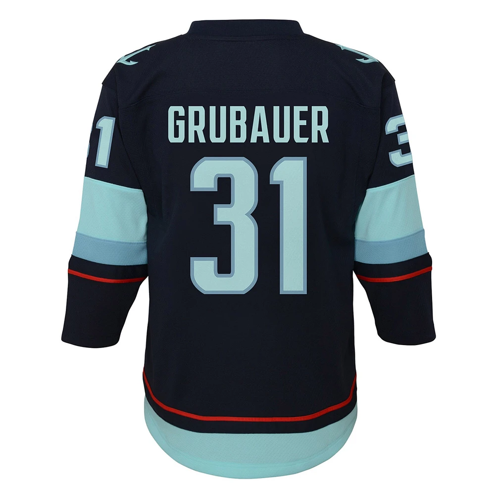 Jeune Philipp Grubauer Deep Sea Bleu Seattle Kraken Home Replica Player - Maillot