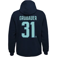 Sweat à capuche avec nom et numéro de joueur Philipp Grubauer Navy Seattle Kraken pour jeunes