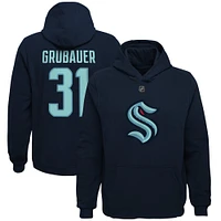 Sweat à capuche avec nom et numéro de joueur Philipp Grubauer Navy Seattle Kraken pour jeunes