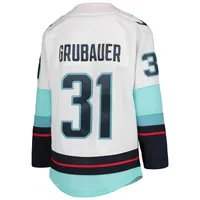 Maillot de joueur blanc Philipp Grubauer pour jeunes Seattle Kraken Away Premier