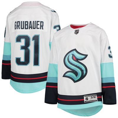 Youth Philipp Grubauer White Seattle Kraken Away Premier Player Jersey