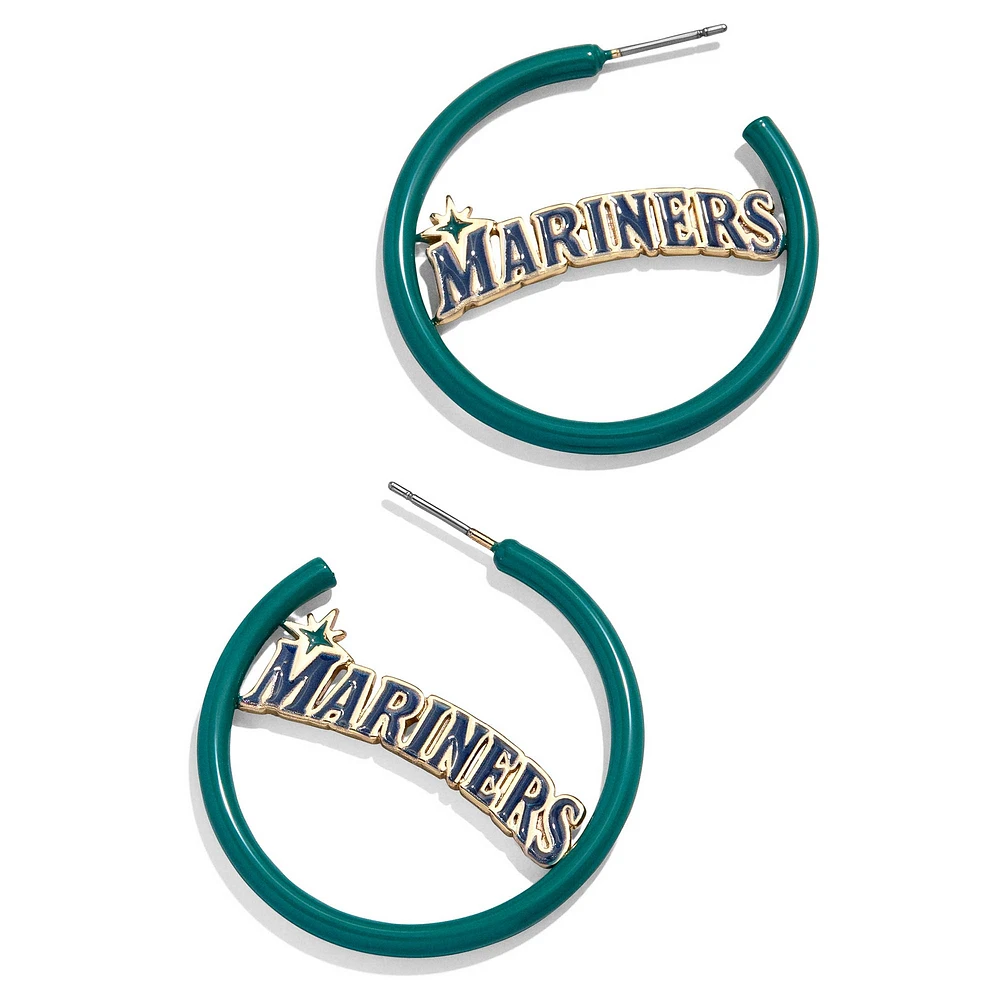 BaubleBar Seattle Mariners Enamel Hoop Earrings