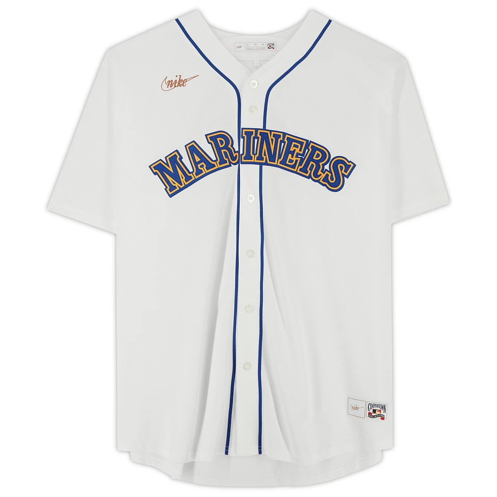 Maillot réplique autographié par Edgar Martinez White des Seattle Mariners de la collection Nike Cooperstown avec l'inscription « HOF 2019 »