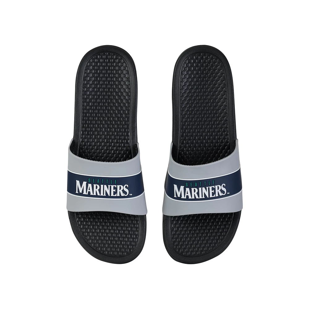 FOCO Seattle Mariners Stripe Raised Slide Sandals