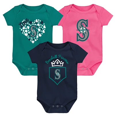 Girls Infant Fanatics Seattle Mariners 3-Pack Home Run Bodysuit Set