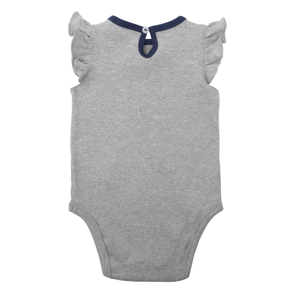 Lot de deux bodys pour nouveau-nés et bébés bleu marine/gris chiné Seattle Mariners Little Fan