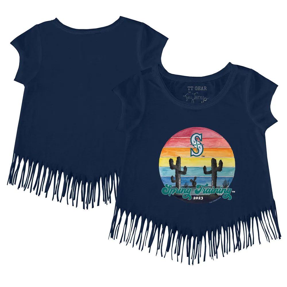 Girls Toddler Tiny Turnip Navy Seattle Mariners Astronaut Fringe T-Shirt Size: 4T