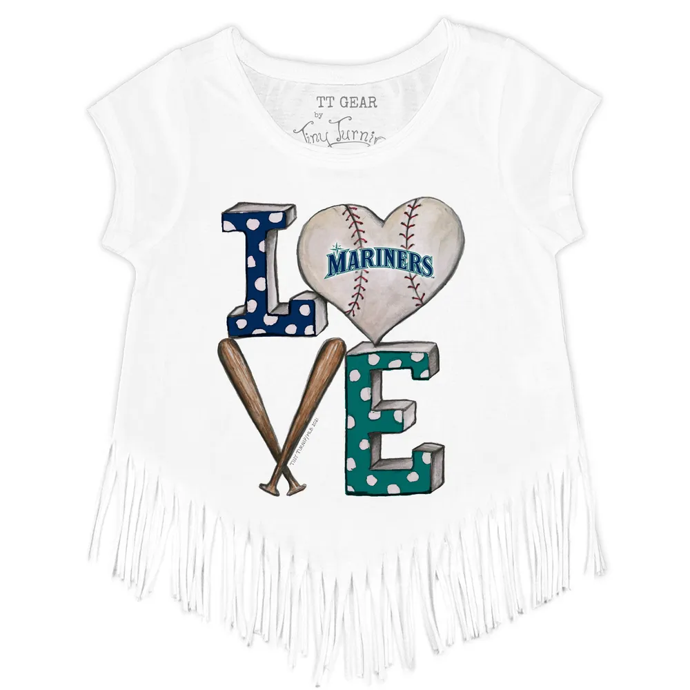 Lids Seattle Mariners Tiny Turnip Girls Youth Baseball Love Fringe T-Shirt  - White