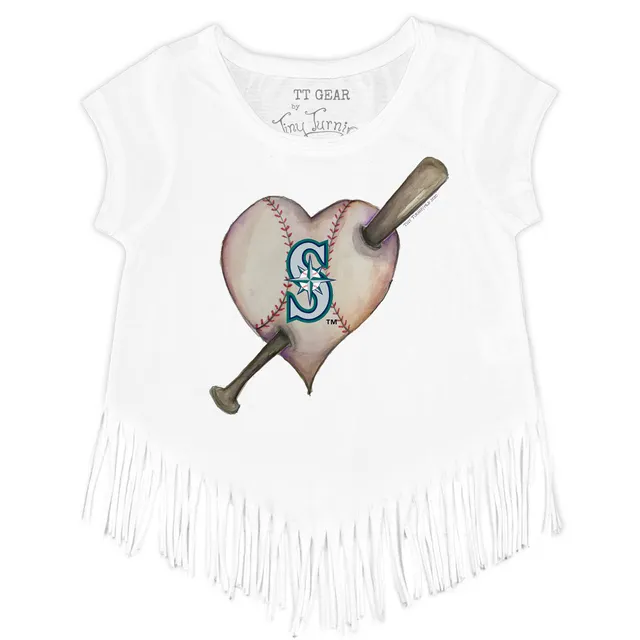 Lids Seattle Mariners Tiny Turnip Toddler Baseball Bow 3/4-Sleeve Raglan T- Shirt - White/Navy