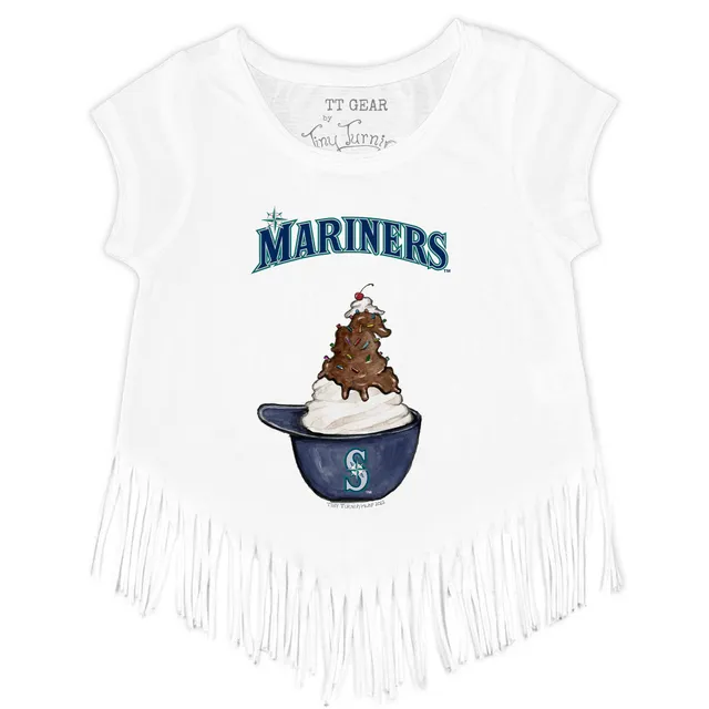 Youth Seattle Mariners Tiny Turnip White Heart Banner T-Shirt