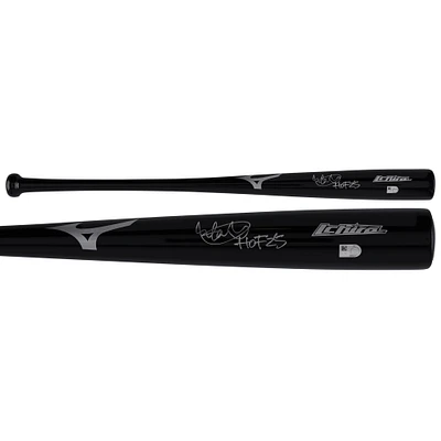 Batte de baseball Mizuno noire dédicacée par Ichiro Suzuki des Seattle Mariners avec inscription « HOF 25 »