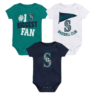 Infant Fanatics Seattle Mariners Fan Pennant 3-Pack Bodysuit Set