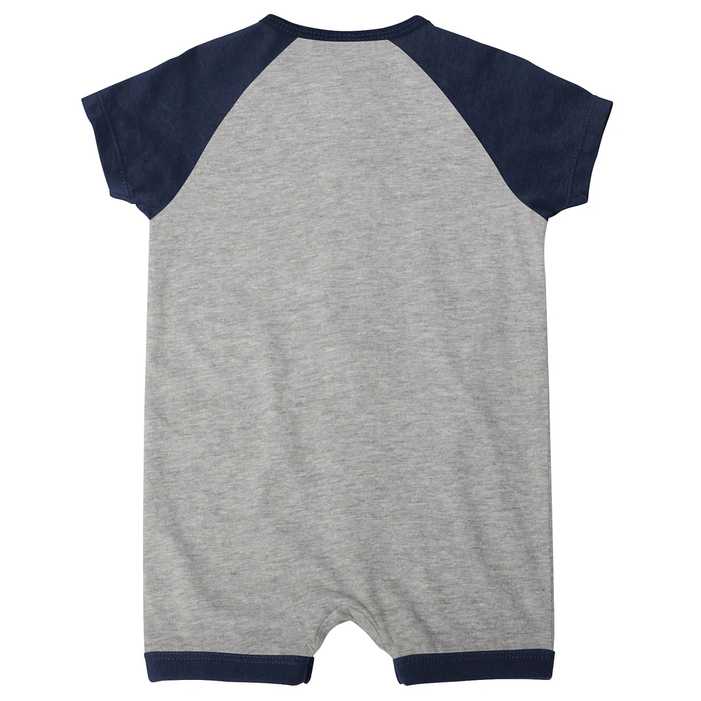 Infant  Heather Gray Seattle Mariners Extra Base Hit Raglan Full-Snap Romper