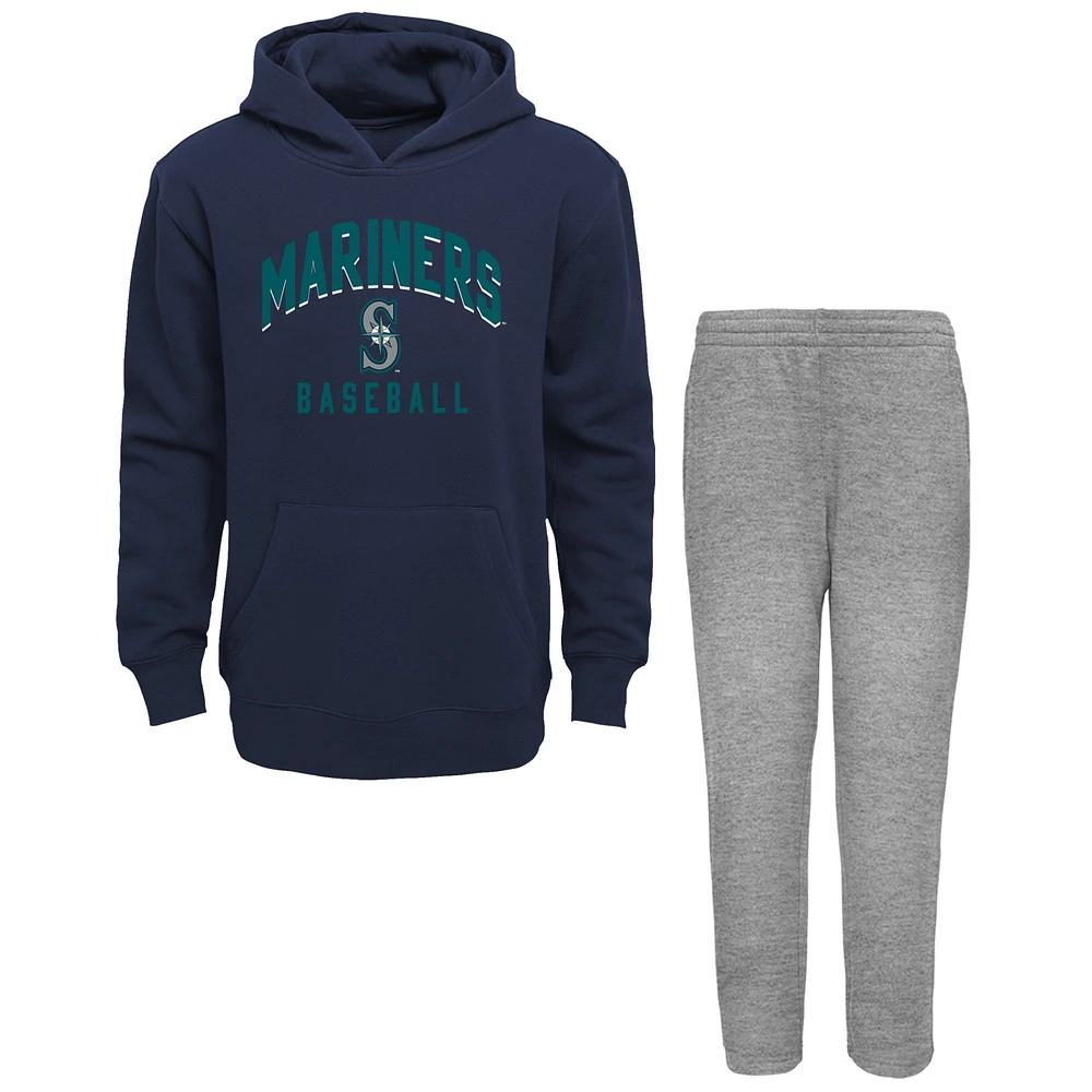 Ensemble sweat à capuche et pantalon Play by des Seattle Mariners pour bébé bleu marine/gris chiné