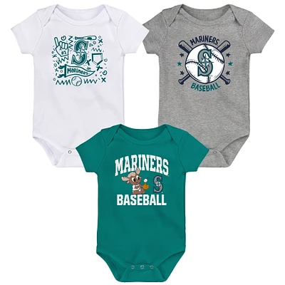 Infant  Teal Seattle Mariners Batter Up 3-Pack Bodysuit Set