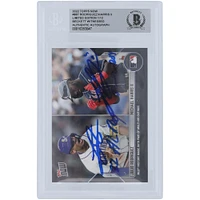 Julio Rodríguez des Mariners de Seattle et Michael Harris II des Braves d'Atlanta ont autographié la carte Topps 2022 n° 887 n° 1/12 de Beckett Fanatics, qui a été témoin d'une carte de recrue authentifiée avec les inscriptions « 22 AL ROY » et « 22 NL ROY »