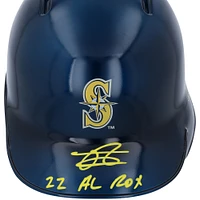 Julio Rodríguez Seattle Mariners Autographed Alternate Chrome Mini Batting Helmet with "22 AL ROY" Inscription - Fanatics Exclusive
