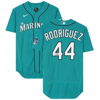 Maillot Nike authentique dédicacé par Julio Rodríguez des Seattle Mariners Aqua