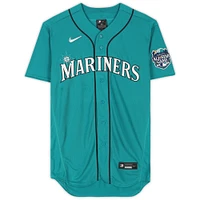 Maillot Nike authentique dédicacé par Julio Rodríguez des Seattle Mariners Aqua