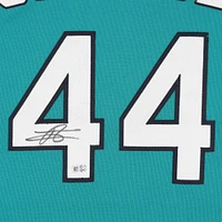 Maillot Nike authentique dédicacé par Julio Rodríguez des Seattle Mariners Aqua
