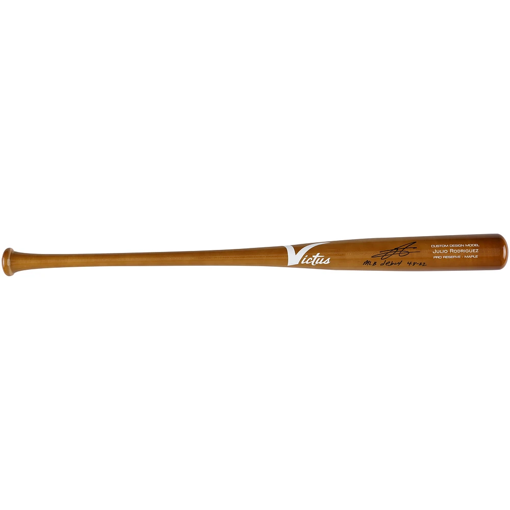 Julio Rodríguez Seattle Mariners Autographed Black Victus Game Model Bat with "MLB Debut 4-8-22" Inscription