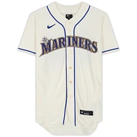 Maillot Nike authentique dédicacé par Julio Rodríguez des Seattle Mariners couleur crème