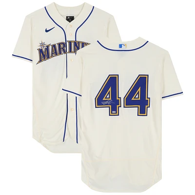 Maillot Nike authentique dédicacé par Julio Rodríguez des Seattle Mariners couleur crème