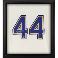 Maillot Nike authentique encadré autographié par Julio Rodríguez des Seattle Mariners, couleur crème, Shadowbox