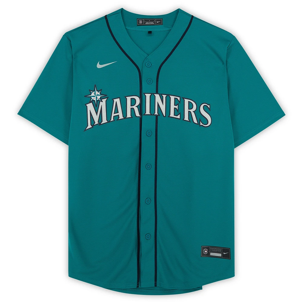 Maillot réplique Nike vert autographié par Julio Rodriguez des Seattle Mariners