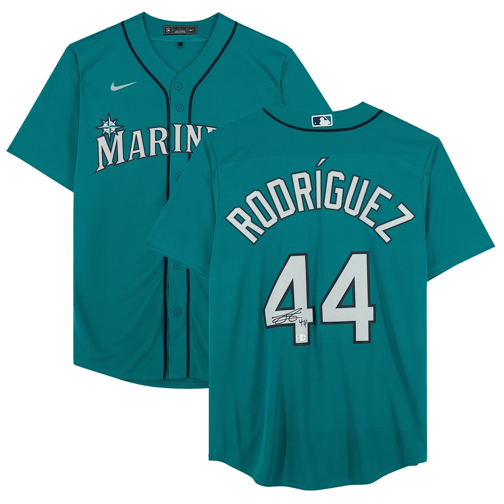 Maillot réplique Nike vert autographié par Julio Rodriguez des Seattle Mariners