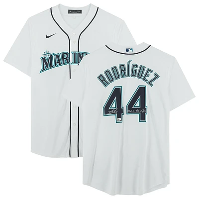 Maillot réplique Nike blanc autographié par Julio Rodriguez des Seattle Mariners avec l'inscription « 2022 AL ROY »