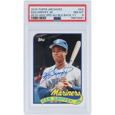 Ken Griffey Jr. Seattle Mariners Autographié 2016 Topps Archives '89 Échangé Noir #A65-KG #1/1 PSA Authentifié 8 Carte