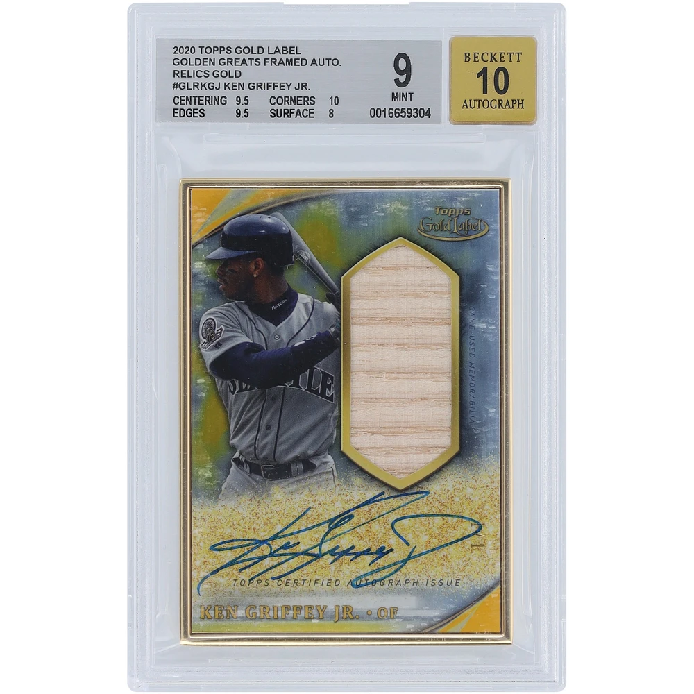 Ken Griffey Jr. Seattle Mariners Autographié 2020 Topps Gold Label Bat Relic Gold Framed #GLR-KGJ #1/1 BGS Authentifié 9/10 Carte - 9.5, 10, 9.5, 8 Sous-grades