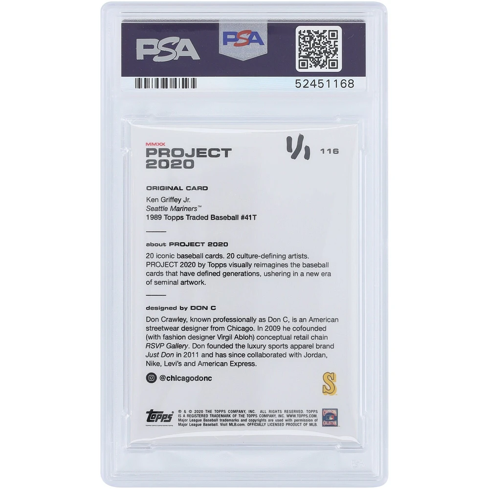 Carte authentifiée PSA autographiée par Ken Griffey Jr. Seattle Mariners 2020 Topps Project 2020 Don C Proof #116 #1/1 avec inscription "13x AS"