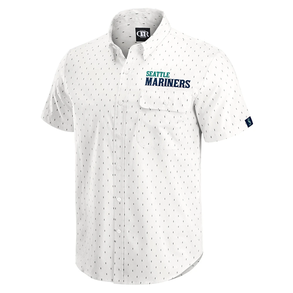 Men's Darius Rucker Collection by Fanatics  Cream Seattle Mariners Printed Button-Down Top