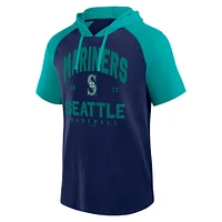 Men's Fanatics  Navy Seattle Mariners Prime Raglan Short Sleeve Hoodie T-Shirt
