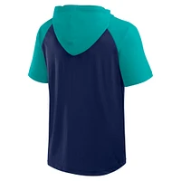 Men's Fanatics  Navy Seattle Mariners Prime Raglan Short Sleeve Hoodie T-Shirt