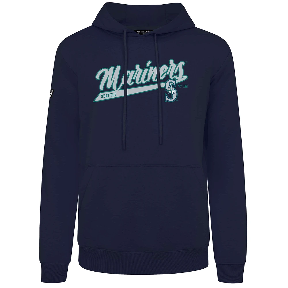 Men's Levelwear  Navy Seattle Mariners Podium Fleece Pullover Hoodie