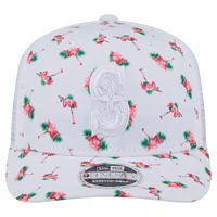 Men's New Era  White Seattle Mariners Flamingo Mesh Back 9SEVENTY Stretch-Snap Hat