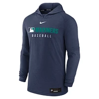 Men's Nike  Heather Navy Seattle Mariners Authentic Collection Tri-Blend Performance Pullover Hoodie