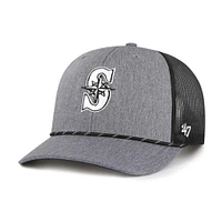 Men's '47 Charcoal Seattle Mariners Carbon Rope Trucker Adjustable Hat