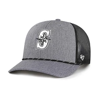 Men's '47 Charcoal Seattle Mariners Carbon Rope Trucker Adjustable Hat