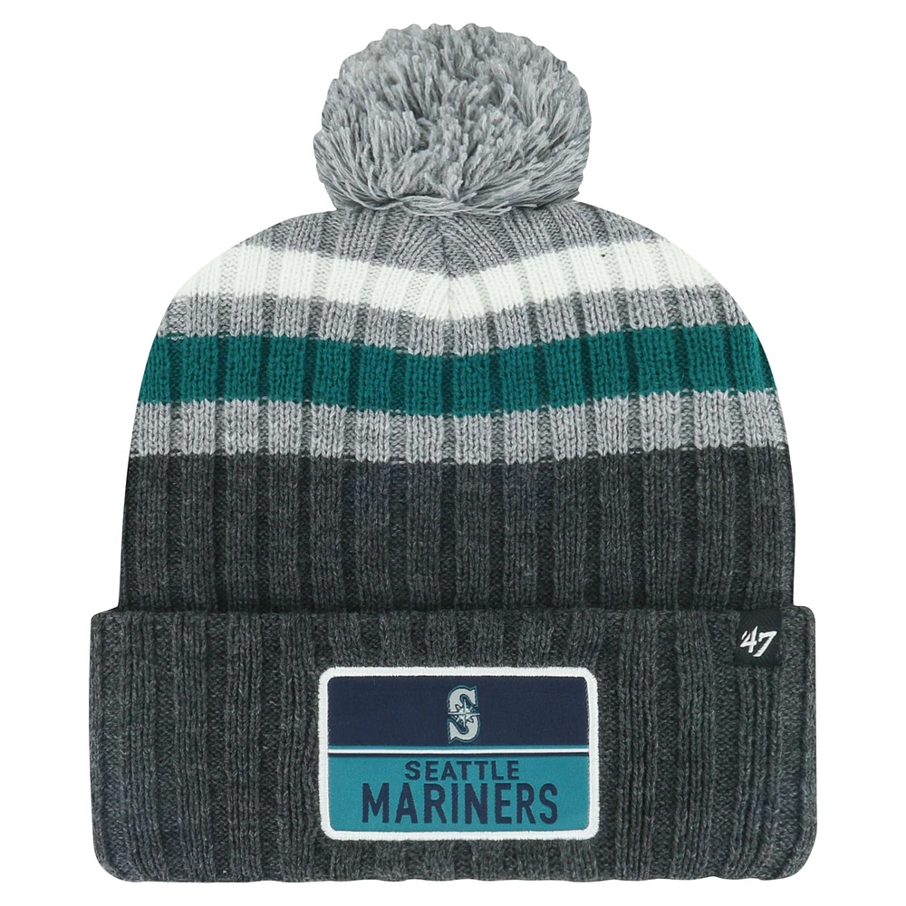 Men's '47 Gray Seattle Mariners Stack Cuffed Knit Hat with Pom