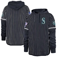 Men's '47  Navy Seattle Mariners Pinstripe Double Header Pullover Hoodie